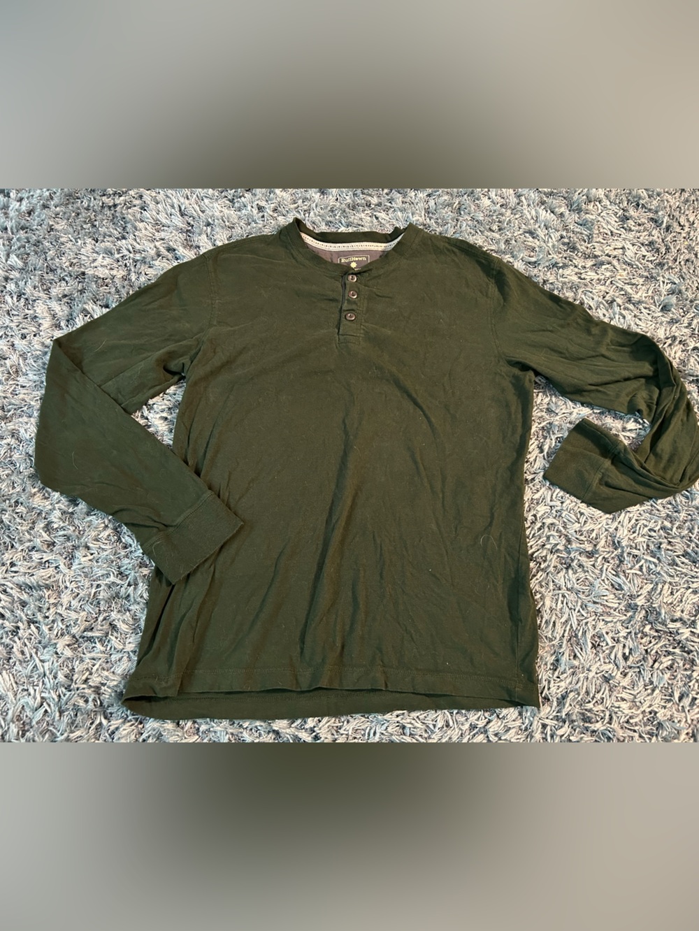 Ruff Hewn Men's Medium Long-Sleeve Henley - Olive Green